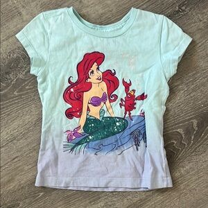 Disney Blue Short Sleeve Tee with Mermaid Graphic